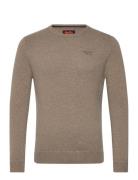 Essential Slim Fit Crew Jumper Tops Knitwear Round Necks Beige Superdr...