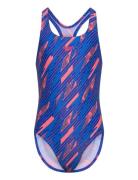 Girls Hyperboom Allover Medalist Sport Swimsuits Blue Speedo