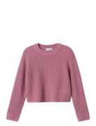 Nkfvenja Ls Loose Short Knit Tops Knitwear Pullovers Purple Name It