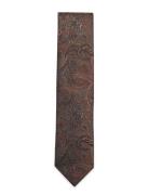 Paisley Pattern Tie 7 Cm Slips Brown Lindbergh Black