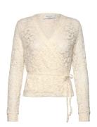 Full Lace Wrap Top Tops Blouses Long-sleeved Cream Rosemunde