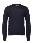 Merino Vneck Tops Knitwear V-necks Navy Morris