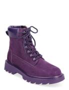 Women Boots Shoes Boots Ankle Boots Laced Boots Purple Tamaris