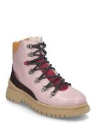 Boots - Flat - With Lace And Zip Vinterstøvletter Med Snøring Pink ANG...