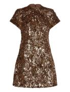 Sequin Mesh Dress Kort Kjole Gold French Connection