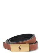 Polo Id Reversible Vachetta Leather Belt Belte Brown Polo Ralph Lauren