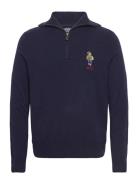 Polo Bear Wool Quarter-Zip Sweater Tops Knitwear Half Zip Jumpers Navy...