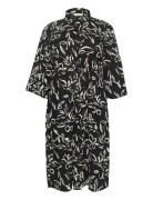 Kcflora Shirt Dress Knelang Kjole Black Kaffe Curve