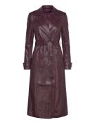 Vegan Leather Trench Coat Skinnjakke Skinnjakke Burgundy Bardot