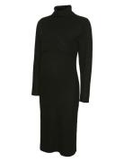 Mlsuniva June L/S Knit Midi Dress 2F Knelang Kjole Black Mamalicious