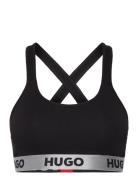 Bralette Padded Sporty Logo Lingerie Bras & Tops Sports Bras - All Bla...