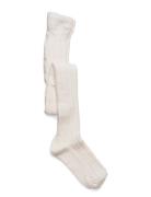 Cable Knitted Stockings Offwhite Tights Cream Geggamoja