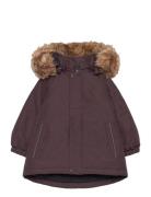 Parka W. Fake Fur Parkas Jakke Burgundy Color Kids