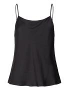 Satin Top With Thin Straps Tops T-shirts & Tops Sleeveless Black Mango