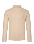 Slhzig Ls Knit Structure Roll Neck Tops Knitwear Turtlenecks Cream Sel...