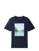 Photoprint T-Shirt Tops T-shirts Short-sleeved Navy Tom Tailor