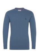 Uspa Knit Archi Men Tops Knitwear Round Necks Blue U.S. Polo Assn.