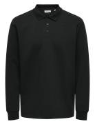 Onsbernard Rlx Ls Polo Tops Polos Long-sleeved Black ONLY & SONS