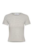 Slim Fitted Tshirt Tops T-shirts & Tops Short-sleeved Grey Weekday