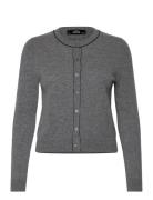 Wool Cardigan With Decorative Stitching Tops Knitwear Cardigans Grey M...