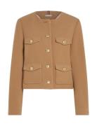 Crop Wool Gold Button Jacket Ulljakke Jakke Beige Tommy Hilfiger