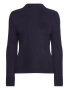 Knitted Sweater With Perkins Neck Tops Knitwear Jumpers Navy Mango