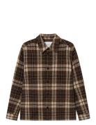 Jonathan Check Overshirt Tops Overshirts Brown Les Deux