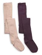 2-Pack Stockings W. Pattern Tights Purple Minymo