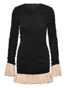 Mini Ruched Ls Dress Designers Short Dress Black ROTATE Birger Christe...