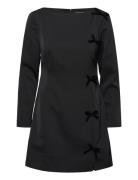 Fenix Satin Bow Ls Dress Kort Kjole Black French Connection