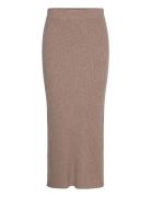 Rib Skirt Langt Skjørt Beige Davida Cashmere