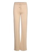 Fine Knit Flared Pants Bottoms Trousers Flared Beige Davida Cashmere