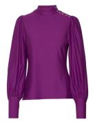 Rifagz Button Blouse Tops Blouses Long-sleeved Purple Gestuz