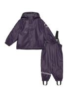 Pu Rain Set W. Fleece/Susp. 104 Rec Outerwear Rainwear Rainwear Sets P...