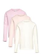 Top Ls Rib 3 Pack Tops T-shirts Long-sleeved T-shirts Pink Lindex