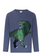 Top Ls Dino Flip Tops T-shirts Long-sleeved T-shirts Navy Lindex