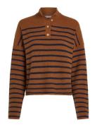 Gold Button Polo Ls Sweater Tops Knitwear Jumpers Brown Tommy Hilfiger