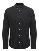 Onsalvaro Life Ls Oxford Shirt Tops Shirts Casual Black ONLY & SONS