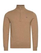 Classic Cotton Half Zip Tops Knitwear Half Zip Jumpers Beige GANT