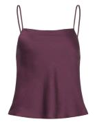 Satin Top With Thin Straps Tops Blouses Sleeveless Burgundy Mango