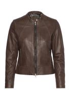 Diora Classic Leather Jacket Skinnjakke Skinnjakke Brown Jofama