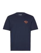 Small Logo Tee Tops T-shirts Short-sleeved Navy Wrangler