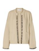 Slfjilli Ls Knit Detail Cardigan Tops Knitwear Cardigans Beige Selecte...