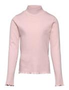 Ribbed High Neck T-Shirt Tops T-shirts Long-sleeved T-shirts Pink Mang...