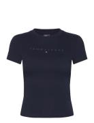 Tjw Slim Tonal Linear Tee Ext Tops T-shirts & Tops Short-sleeved Navy ...