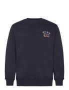 Graphic C-Neck Tops Sweat-shirts & Hoodies Sweat-shirts Navy GANT