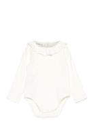 Ruffle Ribbed Bodysuit Bodies Long-sleeved White Mango