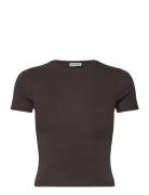 Slim Fitted T-Shirt Tops T-shirts & Tops Short-sleeved Brown Weekday