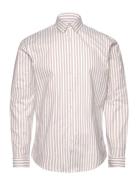 Striped Superflex Oxford L/S Tops Shirts Casual Beige Lindbergh