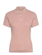 Barbour Hartland Knitted Polo Jumper Tops T-shirts & Tops Polos Pink B...